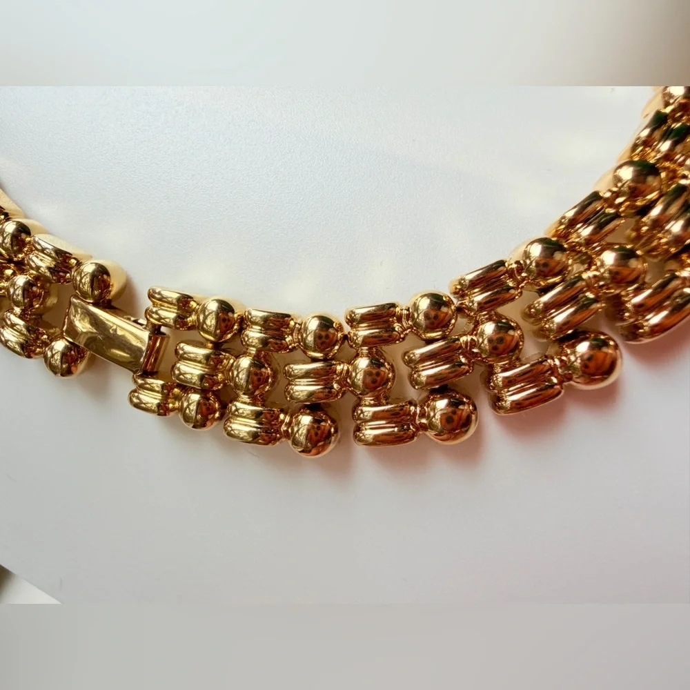 Vintage Ultra-Heavy Gold Plated Panther Link Necklace – 116g Couture Quality